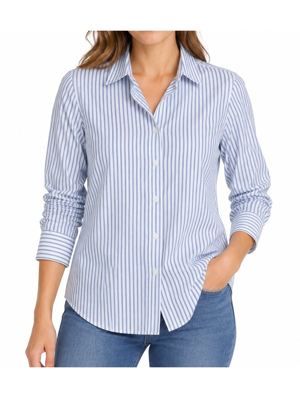 J.Crew Jules classic fit shirt size 6 blue white stripe cotton NWT $118